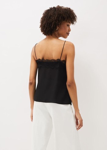 Phase Eight Rachael Lace Trim Silk Camisole Shirts Black Australia | HM7035129